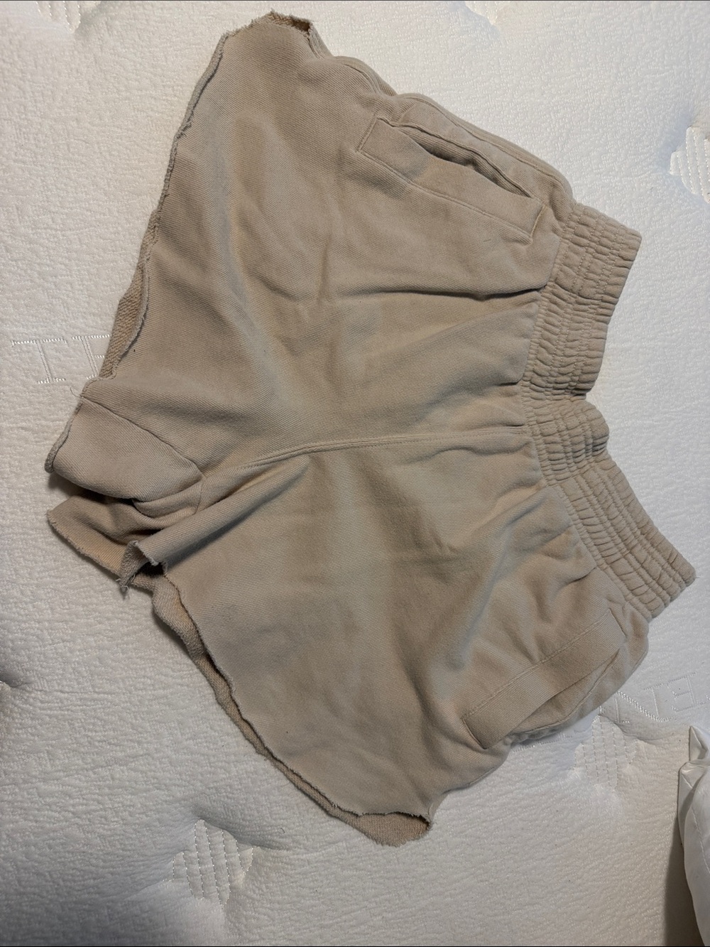 aerie Relaxed Elastic-Waist Beige Athletic Shorts